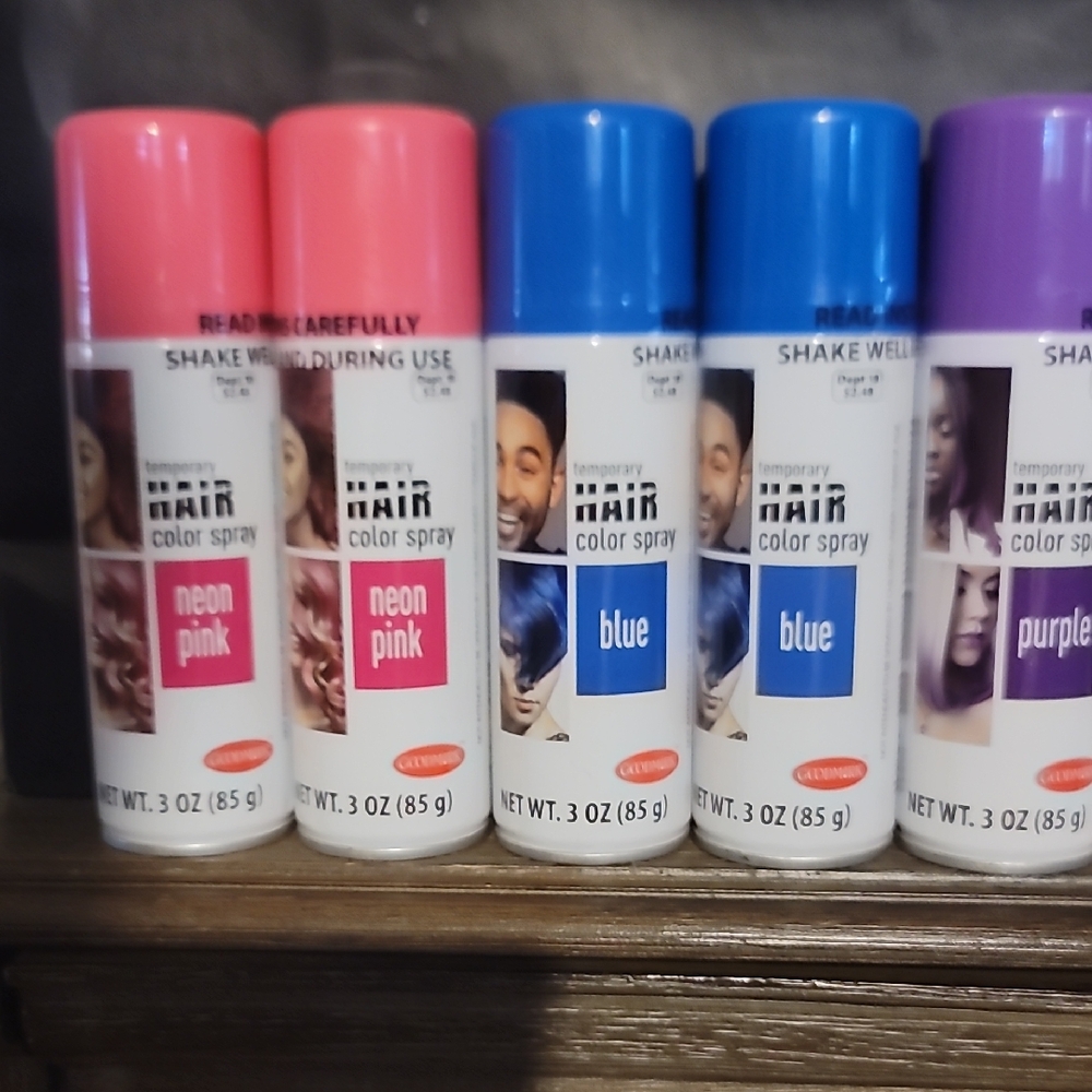 Vibrant Temporary Hair Color Spray Set - Pink, Blue, Purple